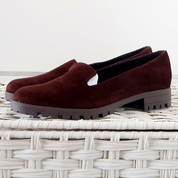 Easy Spirit Brown Suede Leather Lug Sole Low Heel Loafers Slip-on Orthotic Shoes - Picture 16 of 16